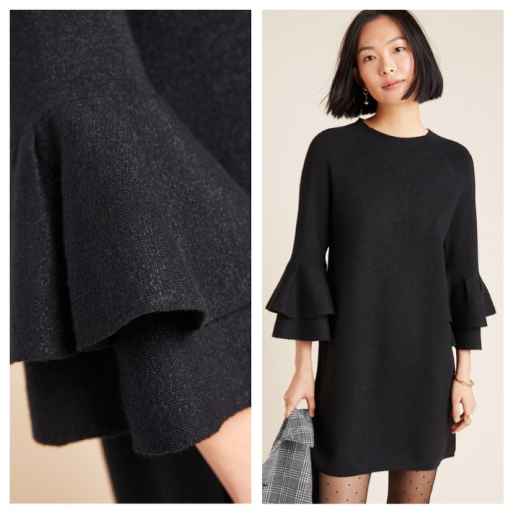 Anthropologie M Claudette Ruffled Sweater Dress - Picture 3 of 10